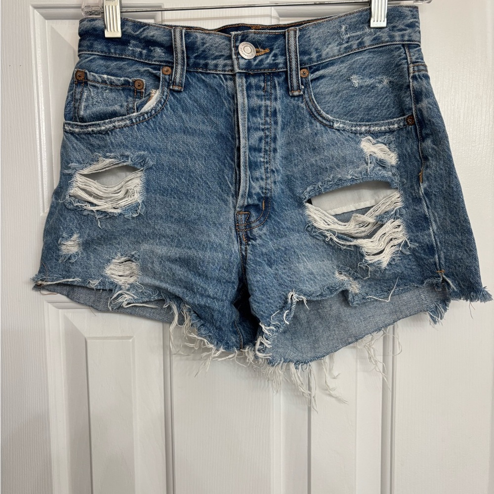 Aeropostale “90s high rise cut off” blue Jean shorts